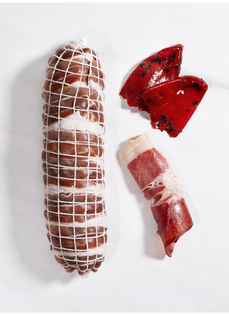 Solomillo de cerdo Duroc relleno de jamón + pimiento piquillo + bacon curado