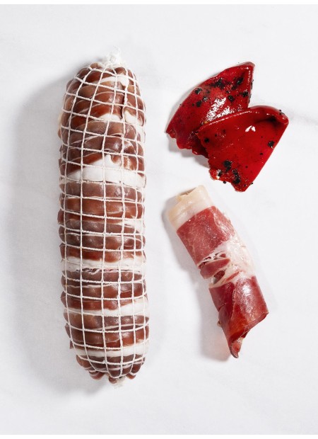 Solomillo de cerdo Duroc relleno de jamón + pimiento piquillo + bacon curado