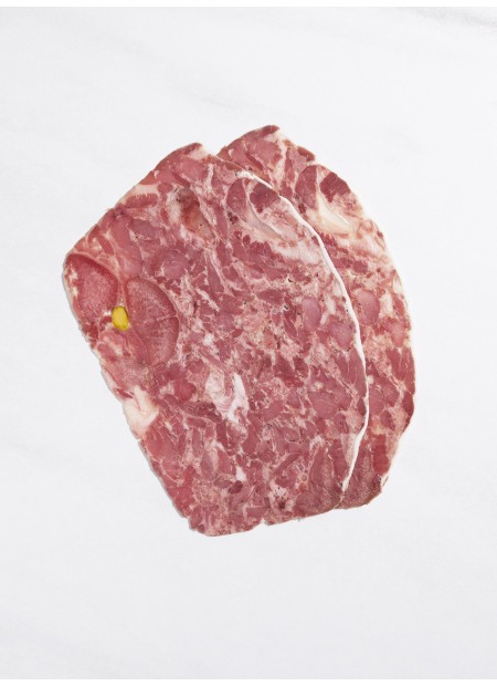 Cabeza de cerdo ibérica, trufa y pistacho